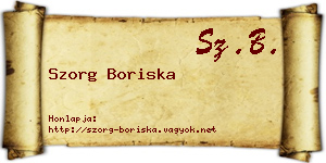 Szorg Boriska névjegykártya